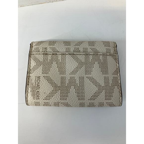 MICHAEL KORS, SMALL IVORY, BROWN SIGNATURE LEATHER WALLET - Picture 3 of 10